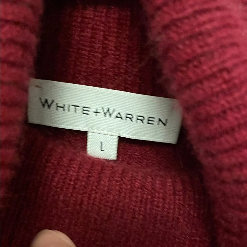 White + Warren Burgundy Cashmere Turtleneck Sweater Size Large - Picture 5 of 10